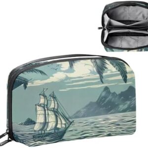 Electronics Organizer, Sea Nautical Marine Navy Vacation Landscape Small Travel Cable Organizer Carrying Bag, Compact Tech Case Bag for Electronic Accessories, Cords, Charger, USB, Hard Drives