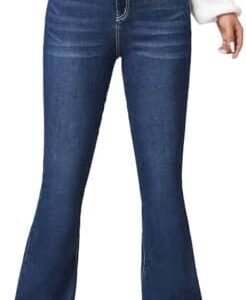 Oprah's Favorite Jeans - High Waisted Straight Leg Loose Stretchy Tummy Control Trendy Side Slit Jeans for Women
