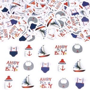 Cheereveal 200 Pieces Nautical Party Confetti for Boys - Nautical Dessert Table Scatters, Birthday Party Baby Shower Table Decorations