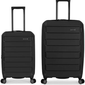 Traveler's Choice Pagosa Indestructible Hardshell Expandable Spinner Luggage, Black, 2 Piece Set