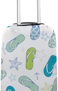 Vantaso Travel Luggage Covers Suitcase Protector - Nautical Flip Flops Starfish Elastic Washable Anti-Scratch Suitcase Cover Fits 18-21 Inch