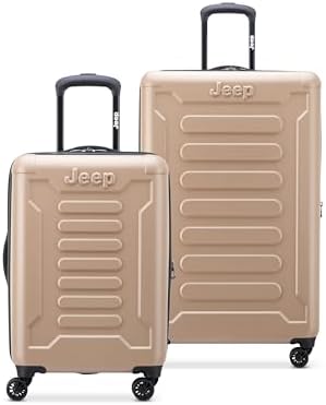 Jeep JH004C Hardside Expandable Luggage with Spinner Wheels, Beige, 2 Piece Set 20/28 Inch