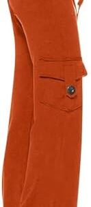 NaRHbrg Women's Baggy Cargo Pants Drawstring Elastic Waist Loose Pants Casual Flap Pocket Cargo Pants Trousers Jogger