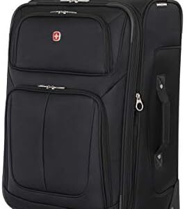 SwissGear Sion Softside Expandable Luggage, Black, Checked-Medium 25-Inch