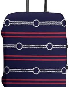 Luggage Cover Nautical Rope Stripe Suitcase Cover Red White Blue M Suitcase Protector Travel Luggage Protector for 22-32 Inch Suitcase