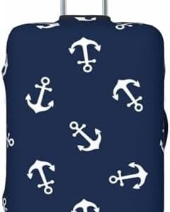 Nautical Themed Simple Anchors Print Elastic Travel Luggage Cover Suitcase Protector Bag, Anti-Scratch, Washable Suitcase Sleeve For Kid Adult,For 18-32 Inch Luggage