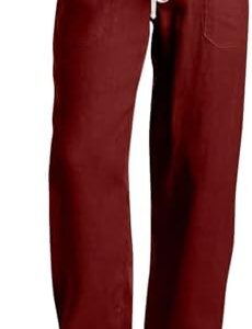 Cargo Pants Women with Flap Pockets High Waisted Side Tie Hem Straight Leg Drawstring Hiking Pants for Travel Joggers