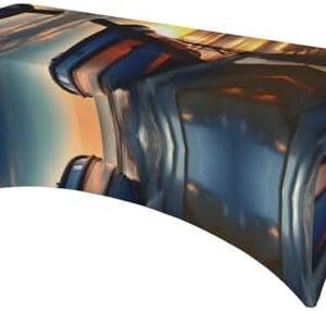 Boat Beach Sunrise Time Nautical Thickened Stretch Table Cloth – for 6ft and 8ft Tables – Ideal for Outdoor Picnics, Banquets, Weddings