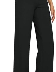 Women Yoga Pants High Waist Wide Leg Work Pants Comfy Stretch Lounge Trousers Solid Flare Sweatpants with Pockets