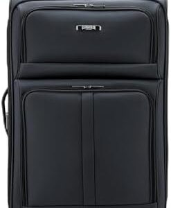 U.S. Traveler Anzio Softside Expandable Spinner Luggage, Dark Grey, Checked-Large 30-Inch