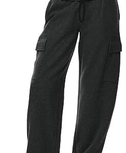 VEZAD Women High Waisted Sweatpants Solid Color Elastic Waist Drawstring Slacks Sports Jogger Workout Pants with Pockets