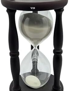 Handcrafted Hourglass Wooden & Glass Sand Timer Antique Finish Nautical White Sand Timer for Home & Office Desk Decor