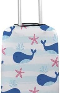 Vantaso Travel Luggage Covers for Suitcase Nautical Whale Starfish Elastic Washable Suitcase Protector Anti-Scratch Cover 18-21 Inch