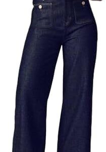 JOFOW Oprah Pants Tummy Control Sailor Wide Leg Trouser oprah's Favorite Jeans Wide Leg Cropped Jeans for Women