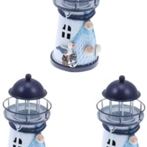 STOBAZA 3pcs Tealight Holder Home Decoration Marine Candle Holder Mini Lanterns Creative Candle Holder Nautical Candle Lantern Nautical Bathroom Decor Beach Table Ornaments Candles