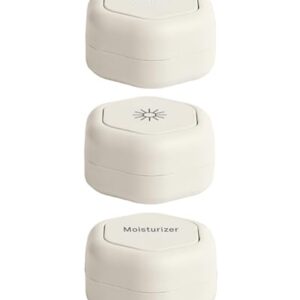 Cadence Travel Containers - Skincare Set - Magnetic Travel Capsules - for Facial Cleanser, Moisturizer, Sunscreen - 3 Small Capsules (0.56oz) with Cleanser, Moisturizer & Sun-Icon Labels - Sand
