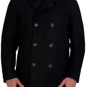 Nautica Men's Peacoat Wool Blend Double Breasted Winter Trench Coat
