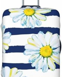 Daisy Striped Nautical Luggage Cover Washable Elasticated Luggage Covers for Suitcase tsa Approved Stylish Dust and Scratch Resistant Luggage Case Protector for Kids and Adults