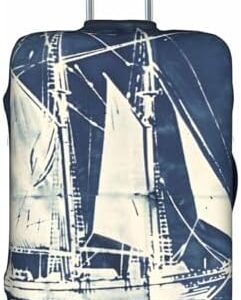 FORES Nautical Sailing Ship Suitcase Cover Travel Luggage Cover Suitcase Protector Baggage Covers for 22-24 Inch luggage