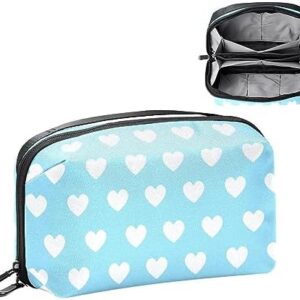 Electronics Organizer, Nautical Travel Heart Blue Small Travel Cable Organizer Carrying Bag, Compact Tech Case Bag for Electronic Accessories, Cords, Charger, USB, Hard Drives