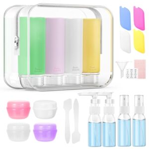 Muslish 21 Pack Leak Proof Silicone Travel Bottles Set, TSA Approved Containers for Toiletries, Travel Size Accessories and Shampoo Conditioner Bottles with Toiletry Bag (BPA Free)
