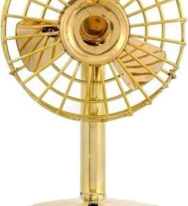 Brass Table Fan Showpiece, 10 x 10 x 16 inches, Gold, Set of 1