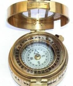 Prismatic Compass with Silver Plated Handle, Antique Brass, Vintage Style Hand Made Military Engineering Nautical Tool