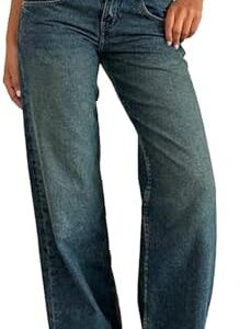 Womens Midrise Baggy Jeans Wide Leg Denim Pants Boyfriend Loose Streetwear Trousers Fall Fashion Y2k Outfits 2024