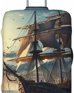 Nautical Sailboat Luggage Covers for Suitcase Washable Suitcase Cover Fashion Stretch Suitcase Protector Cover Anti-Scratch Baggage Covers Fit 18-32 Inch Luggage Small