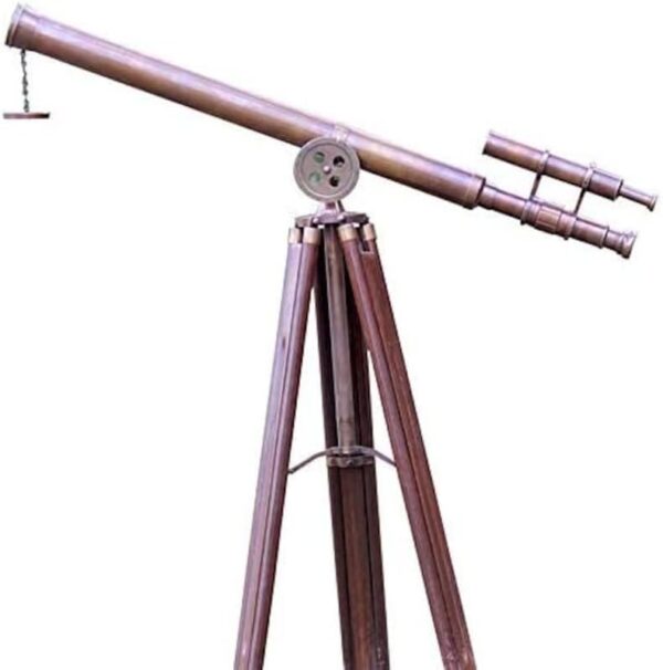 Nautical Hand-Made 39" Brass Double Brrel Telescope with Tripod | Marine U.S Navy Griffith Antique Double Barrel Tripod Telescope - Image 3