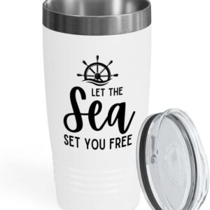 Sailor White Edition Ringneck Tumbler 20oz - Let The Sea - Sailor Boating Gift Captain Navigation Marine Shipmate Deckhand Nautikal Oceanic Seafarer Naval