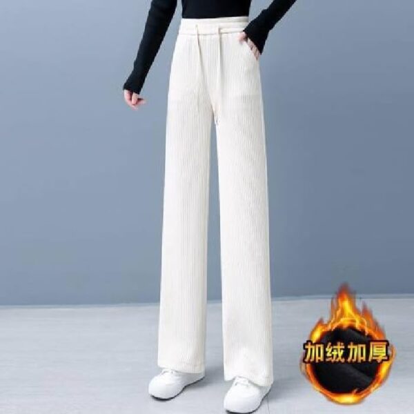 Fleece Lined Corduroy Pants for Women Winter Warm Sweatpants Plush Sherpa Long Trousers Trendy Thick Jogger Pants - Image 6