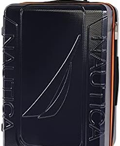 NAUTICA Birch Hardside Spinner Luggage, Navy/Orange, Checked-Large 29-Inch