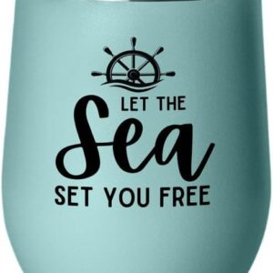 Sailor Teal Edition Wine Tumbler 12oz - Let The Sea - Sailor Boating Gift Captain Navigation Marine Shipmate Deckhand Nautikal Oceanic Seafarer Naval