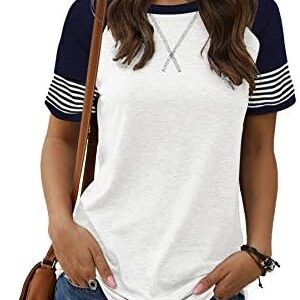 Adibosy Women Summer Casual Shirts: Short Sleeve Striped Tunic Tops - Womens Crew Neck Tee Tshirt Blouses