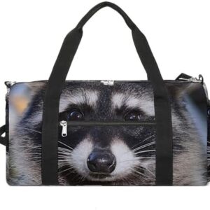 Northern Raccoon's Face Gym Bag for Men Women Travel Duffle Bags with Shoes Compartment Swim Dance Yoga