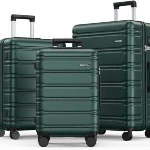 BEOW Luggage Sets 3 Piece Hardside Expandable Suitcase Set with Spinner Wheels Durable Lightweight Luggage with TSA Lock (ArmyGreen, 20in/24in/28in)