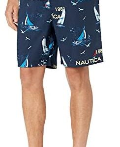 Nautica Men's Soft Woven 100% Cotton Elastic Waistband Sleep Pajama Short