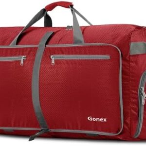Gonex 40L 60L 80L 100L 150L Large Foldable Travel Duffle Bag with Shoes Compartment, Packable Lightweight Water Repellent Duffel Bag for Camping Gym Weekender Bag