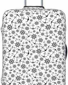Nautical Themed Simple Anchors Print Washable Luggage Cover - Fashion Suitcase Protector Fits 18-32 Inch Luggage