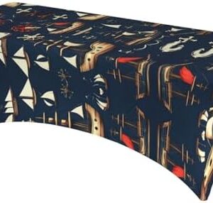 Nautical Sailing Pirate Thickened Stretch Table Cloth – for 6ft and 8ft Tables – Ideal for Outdoor Picnics, Banquets, Weddings