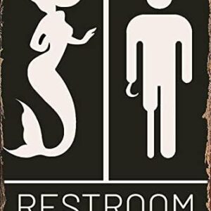 Bestylez Funny Mermaid Pirate Vintage Bathroom Sign Pirate Gifts Nautical Beach Boat Themed Gifts Bathroom Wall Decor 12" * 8" (515)