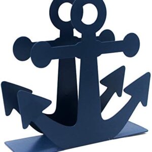 BetyHom Vintage Metal Nautical Anchor Napkin Holder (BLUE)