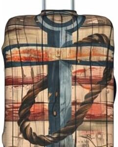 FORES Anchor Rustic Nautical Theme Suitcase Luggage Cover 22-24 Inch Baggage Covers Travel Accessories for Outdoor Business Holiday Trip