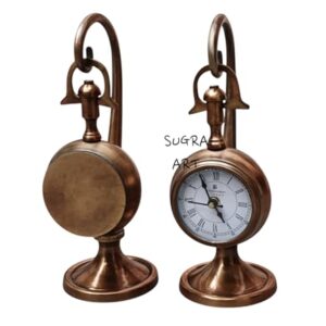 Antique Maritime Table Top Nautical Clock With Brass Stand Hanging Decorative for Corner, Desk,Table for Bedroom, Livingroom & Diningroom