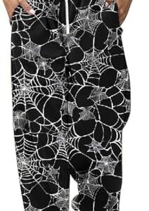 Halloween Spider Web Sweatpants for Women High Waisted Active Pants with Pocket Graphic Halloween Regular Trousers