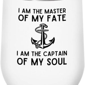 Sailor White Edition Wine Tumbler 12oz - The Captain of My Soul - Sailor Boating Gift Captain Navigation Marine Shipmate Deckhand Nautikal Oceanic Seafarer Naval