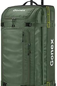 Gonex Rolling Duffle Bag with Wheels, 100L Water Repellent Large Wheeled Travel Duffel Luggage with Rollers 33 inch, Olive Green