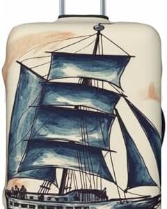 Luggage Cover Elastic Washable Suitcase Cover Dust-Proof Nautical Sailboat Travel Luggage Cover Fashion Suitcase Protector Thickened Baggage Cover Fit 18-32 Inch Luggage Large