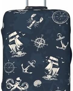 VOSERY Luggage Cover Protector Suitcase Cover - Nautical Vintage Pattern High Elasticity Suitcase Cover for Luggage